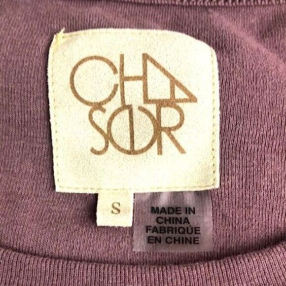 Chaser Tee Mauve Long Sleeve Double Ruffle Bell Sleeve Cotton Crew Neck Top S - Picture 9 of 10